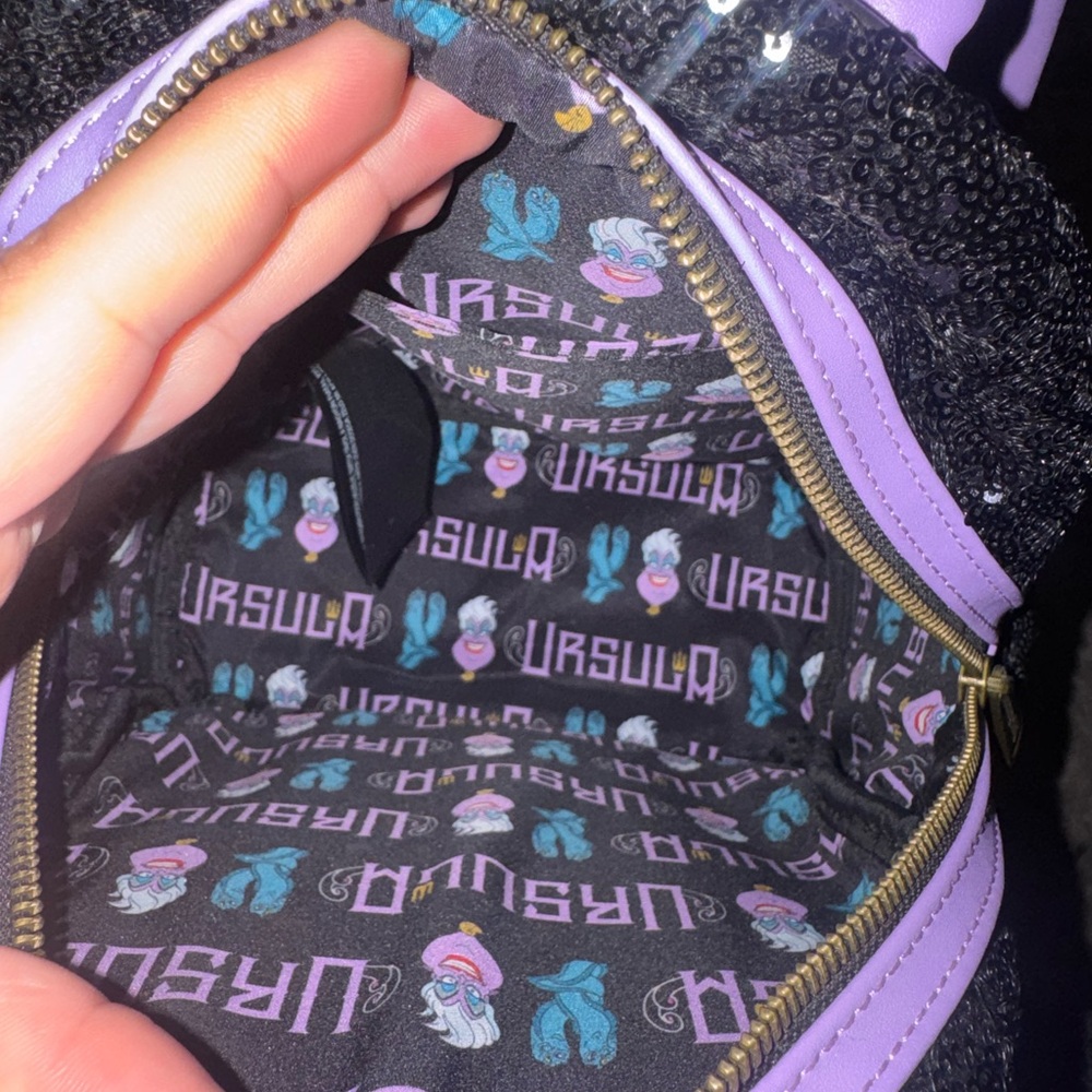 Loungefly Disney Ursula Sequin Backpack - Black and Lavender - Picture 3 of 5
